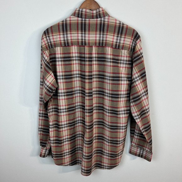 Cinch Button Down Shirt S Mens Western Plaid Brown Red Long Sleeve Embroidered - Picture 5 of 10